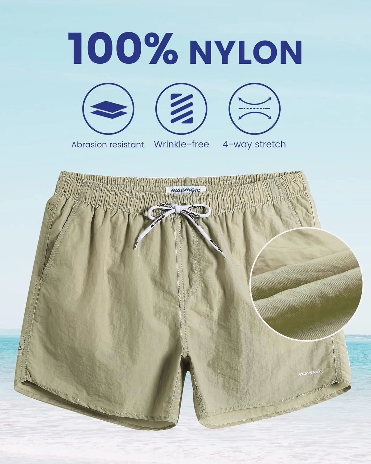 maamgic Mens Swim Trunks 5" with Mesh Lining Quick Dry Bathing Suits for Men Swim Shorts Swimwear