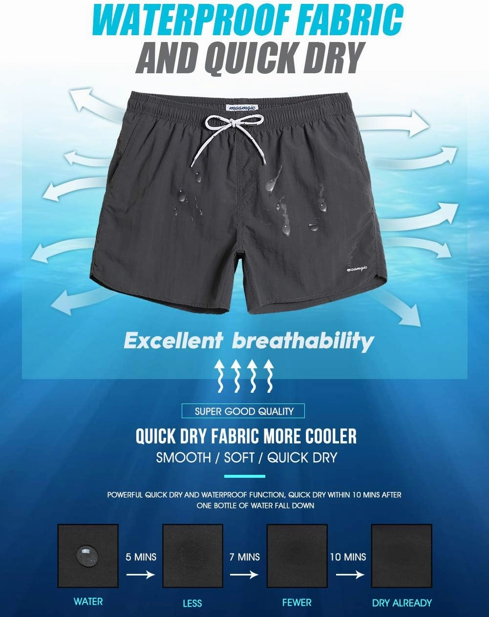 maamgic Mens Swim Trunks 5" with Mesh Lining Quick Dry Bathing Suits for Men Swim Shorts Swimwear