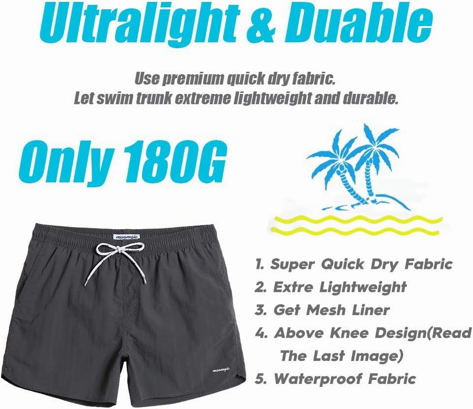 maamgic Mens Swim Trunks 5" with Mesh Lining Quick Dry Bathing Suits for Men Swim Shorts Swimwear