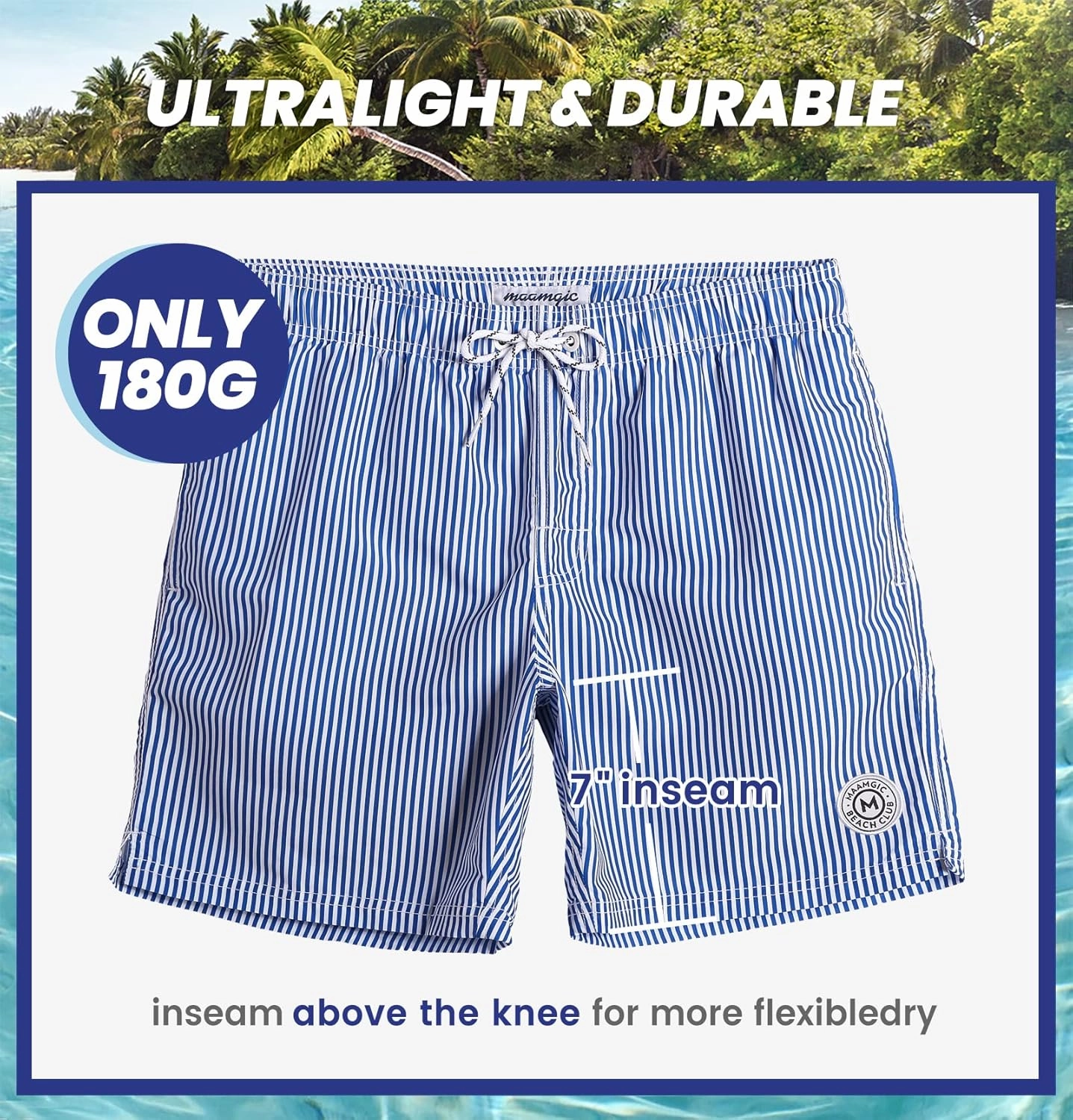 maamgic Mens Swim Trunks Quick Dry Swim Shorts with Mesh Lining Funny Swimwear Bathing Suits 7inch