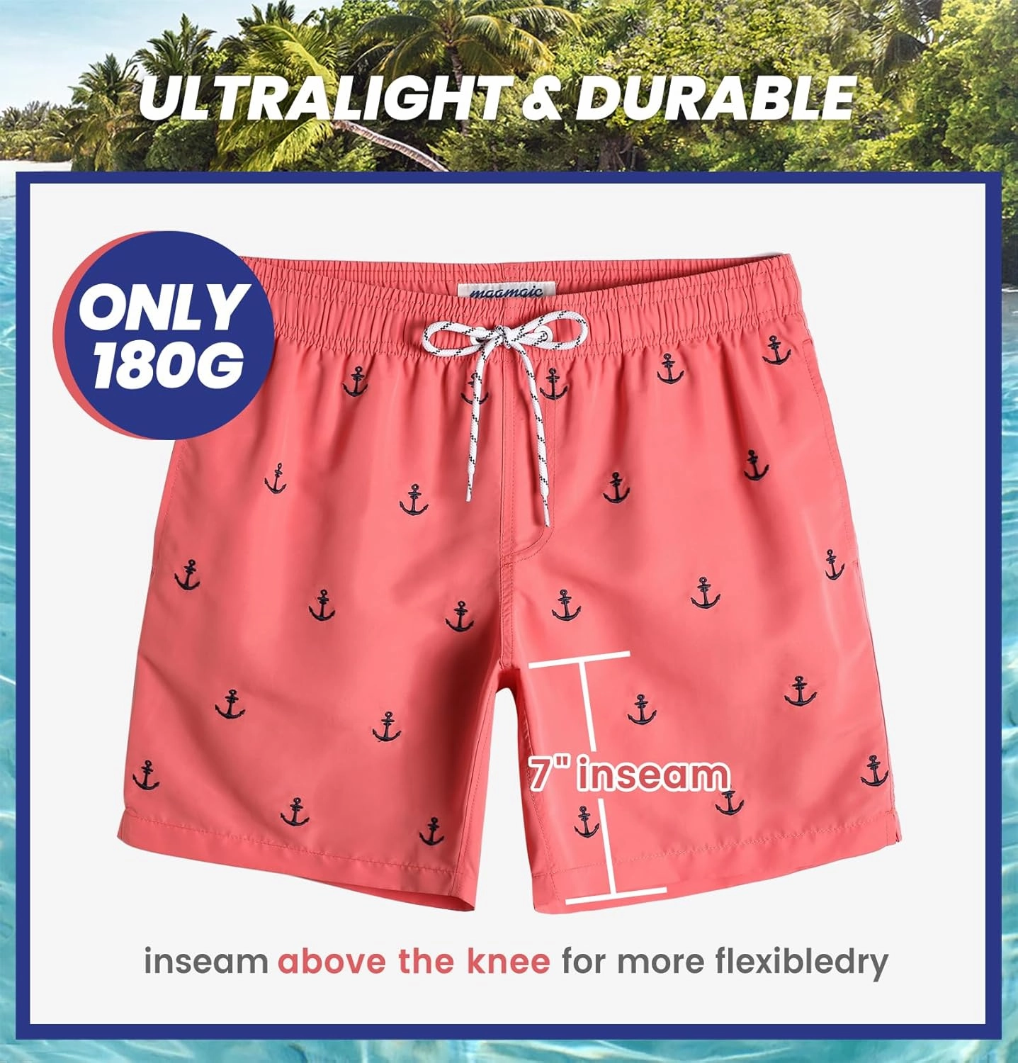 maamgic Mens Swim Trunks Quick Dry Swim Shorts with Mesh Lining Funny Swimwear Bathing Suits 7inch