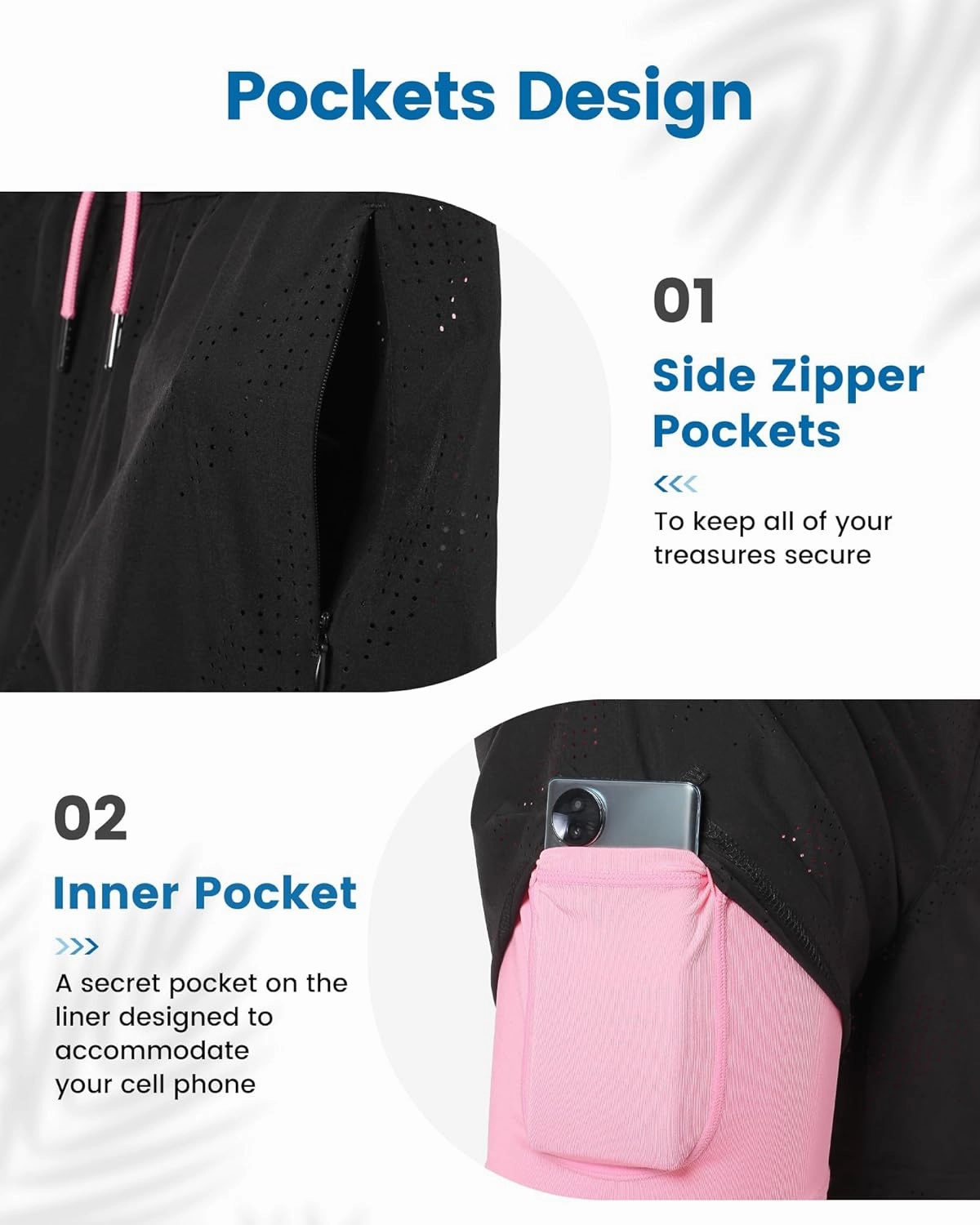 maamgic Mens Swim Trunks with Compression Liner 5 Inch Inseam Quick Dry Board Shorts with Zipper Pockets Swimming Shorts