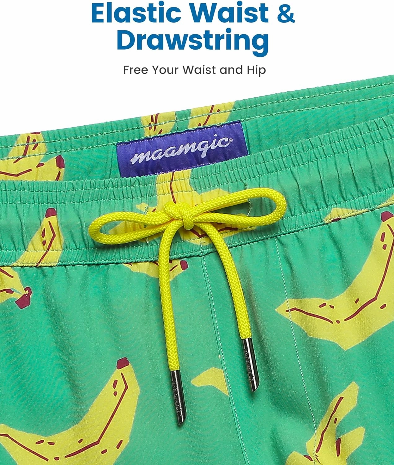 maamgic Mens Swim Trunks with Compression Liner 5" Stretch Beach Shorts Quick Dry with Zipper Pockets No-Chafing Board Shorts