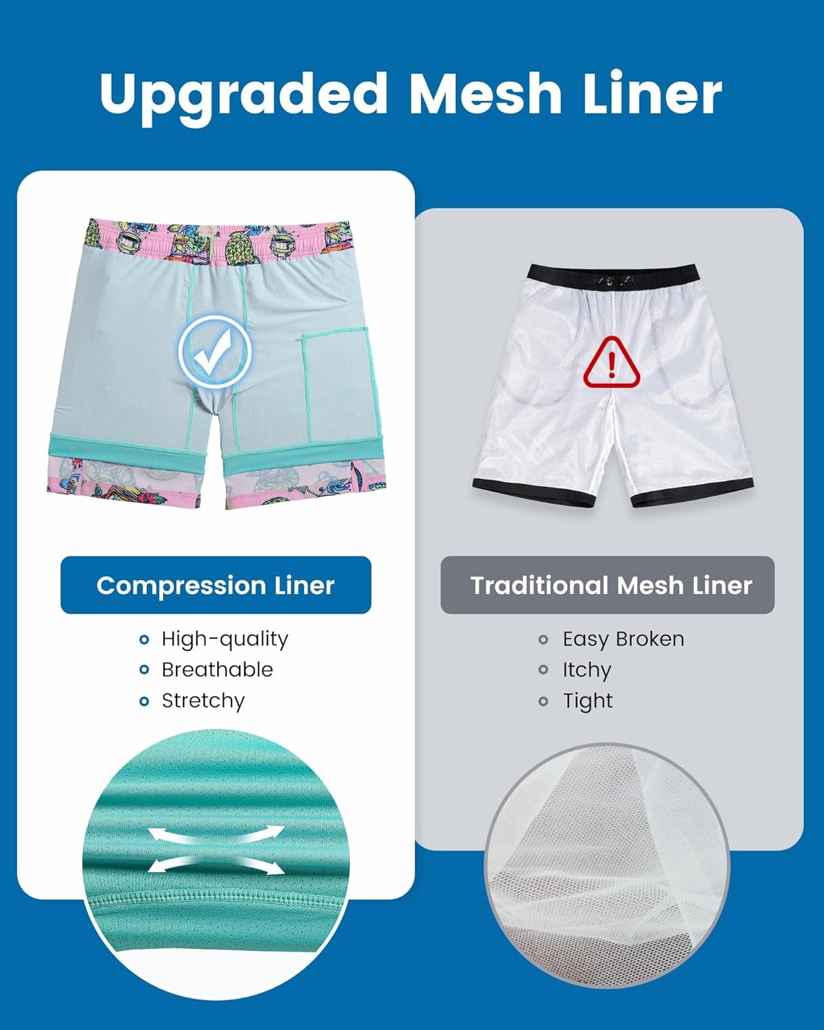 maamgic Mens Swim Trunks with Compression Liner 7 Inch Inseam Mens Bathing Suit Quick Dry Swimming Trunks Swimsuit