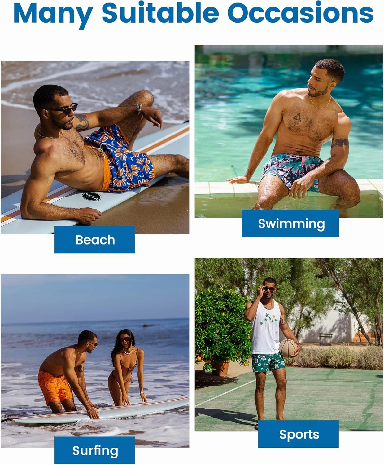 maamgic Mens Swim Trunks with Compression Liner 7 Inch Inseam Mens Bathing Suit Quick Dry Swimming Trunks Swimsuit
