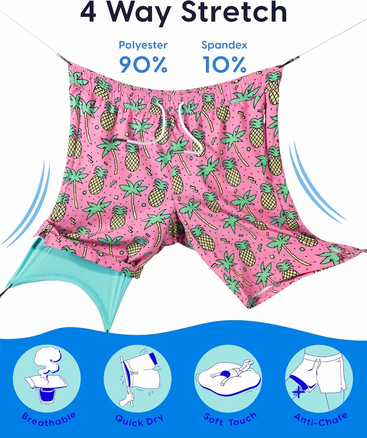 maamgic Mens Swim Trunks with Compression Liner 9 Inch Stretch Quick Dry Swim Shorts with Zipper Pockets Swimwear