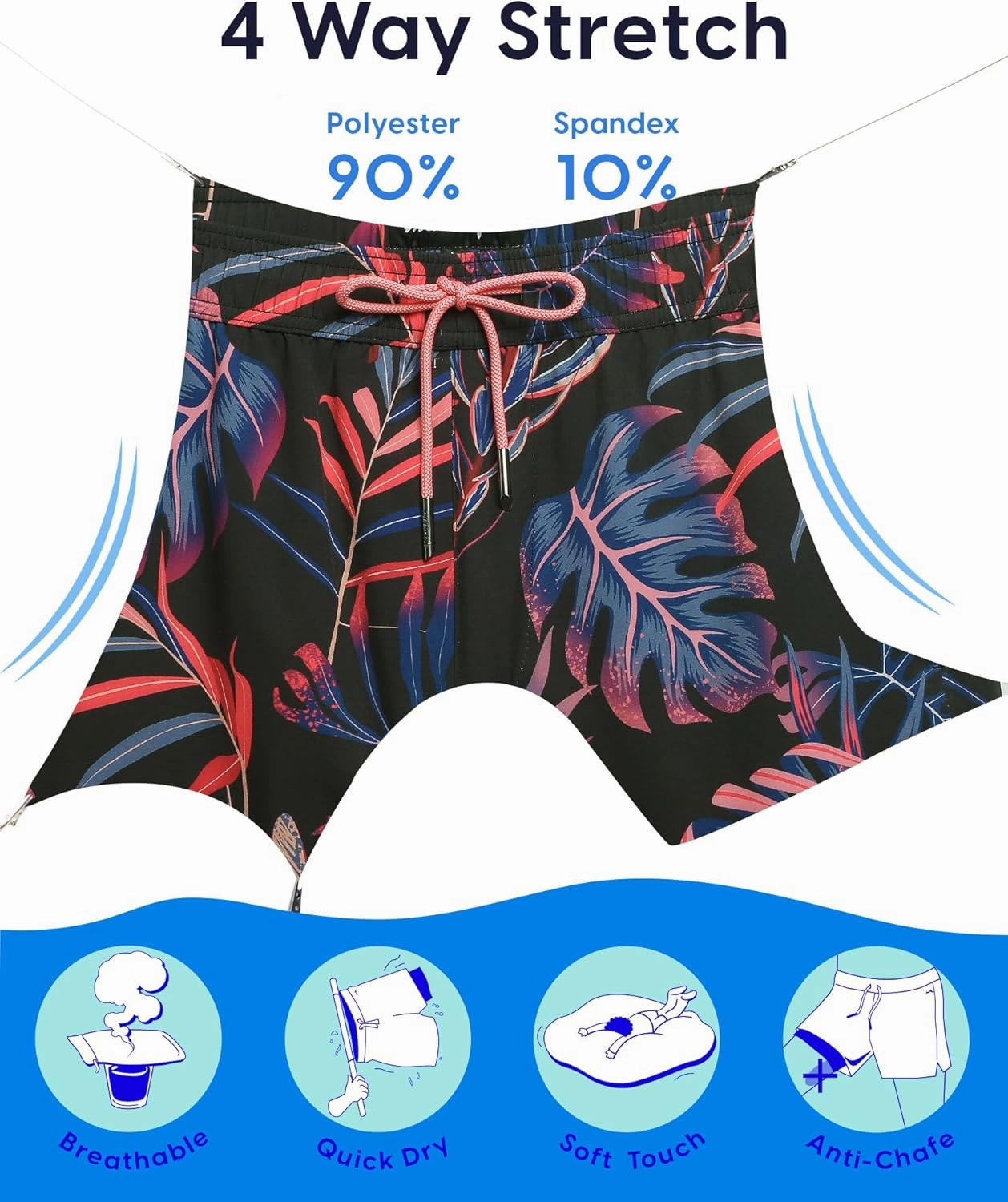 maamgic Mens Swim Trunks with Compression Liner 9 Inch Stretch Quick Dry Swim Shorts with Zipper Pockets Swimwear