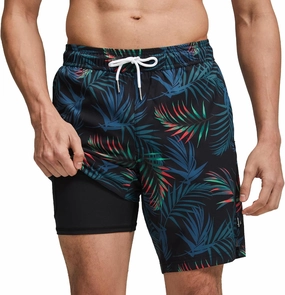 maamgic Mens Swim Trunks with Compression Liner 9 Inch Stretch Quick Dry Swim Shorts with Zipper Pockets Swimwear