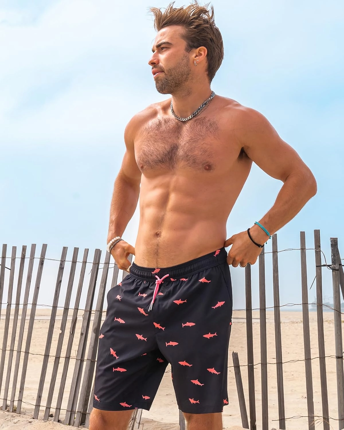 maamgic Mens Swim Trunks with Compression Liner 9 Inch Stretch Quick Dry Swim Shorts with Zipper Pockets Swimwear