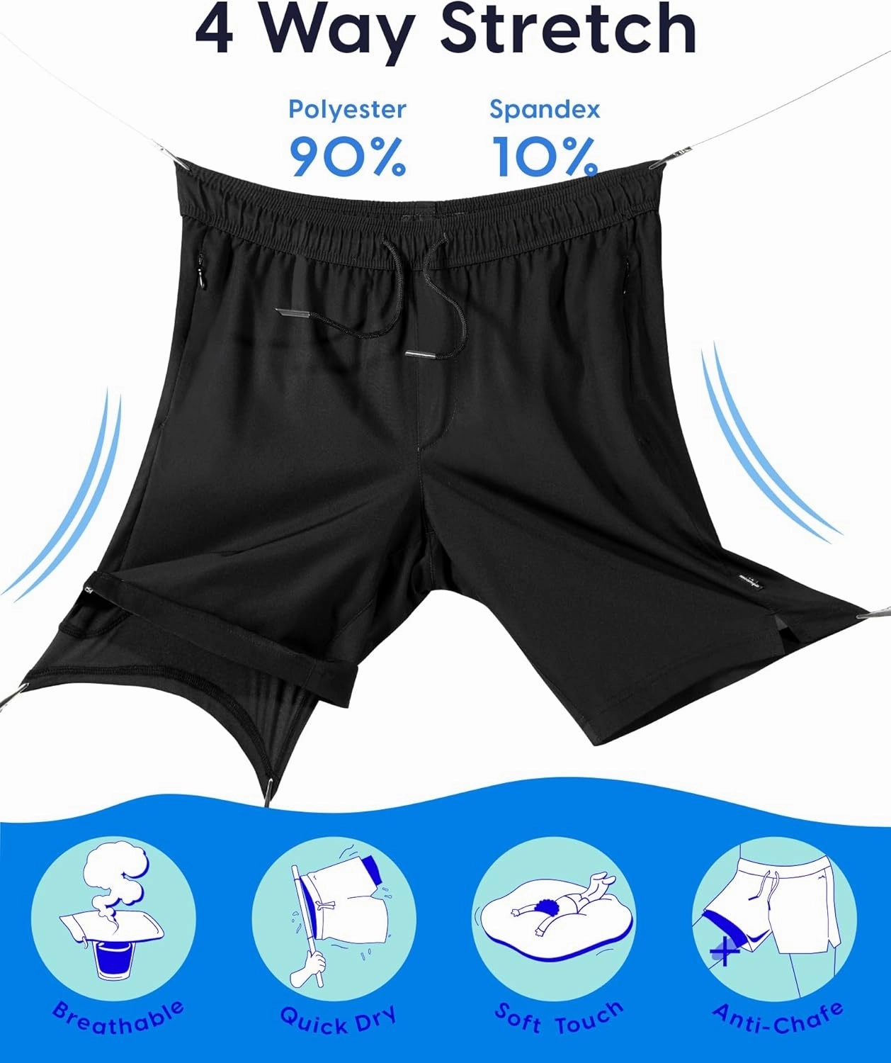 maamgic Mens Swim Trunks with Compression Liner 9 Inch Stretch Quick Dry Swim Shorts with Zipper Pockets Swimwear