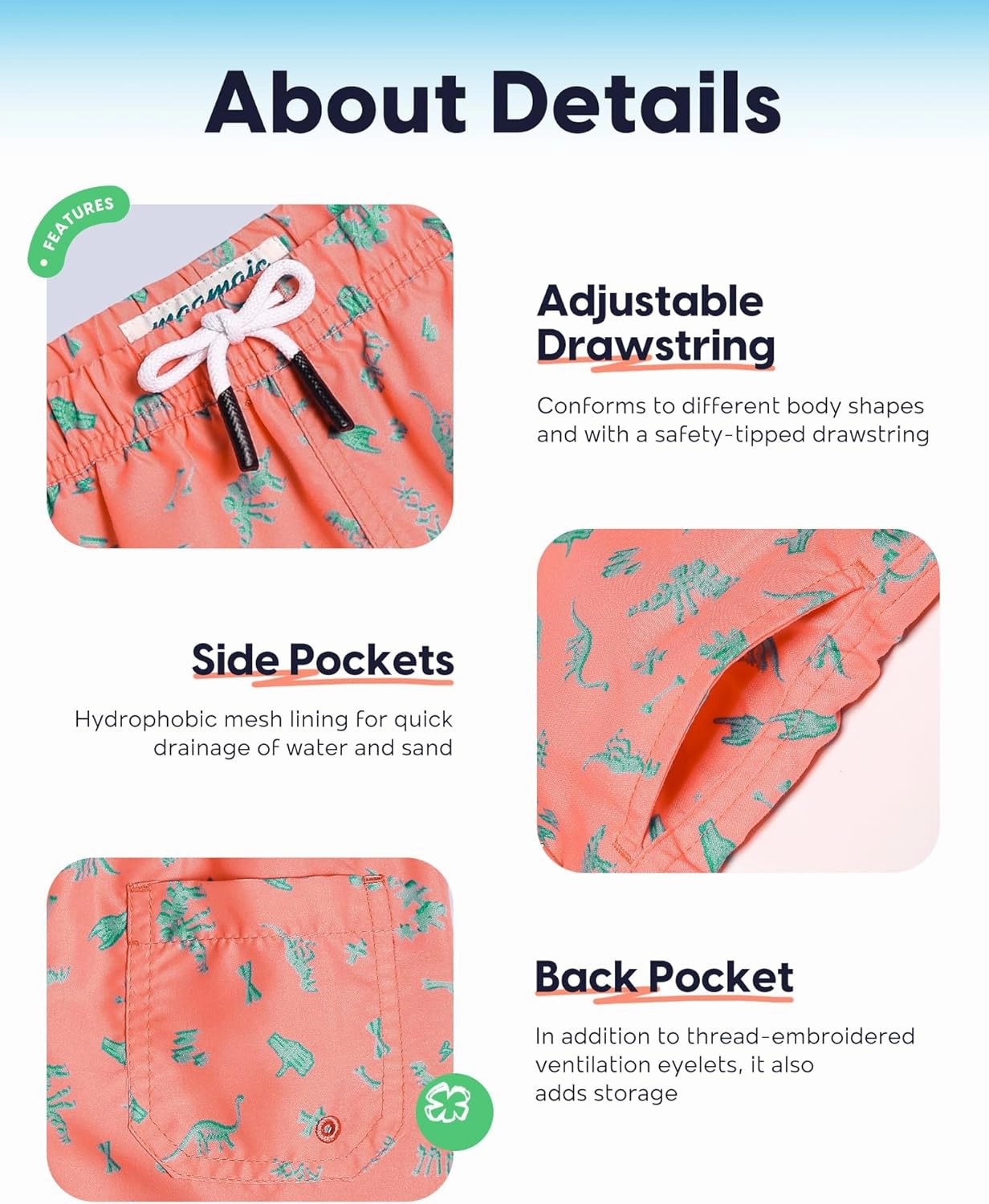 maamgic Swim Trunks Boys Toddler Bathing Suits for Kids Swimwear Baby Boy Swimsuit Boys Swim Shorts