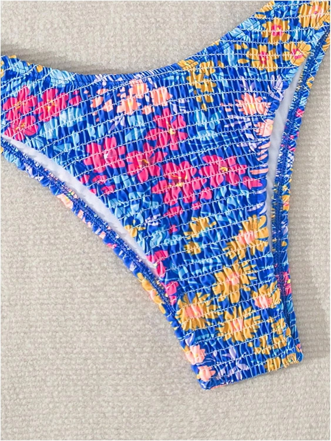 MakeMeChic Women's 2 Piece Bandeau Swimsuit Floral Cut Out Bikini Set Strapless Bathing Suits