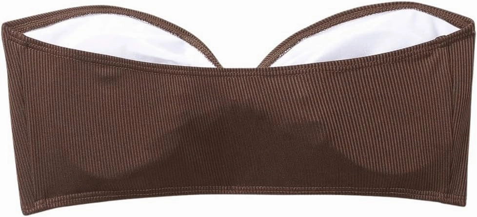 MakeMeChic Women's Bandeau Bikini Top Knot Front Strapless Swimsuit Bathing Tops