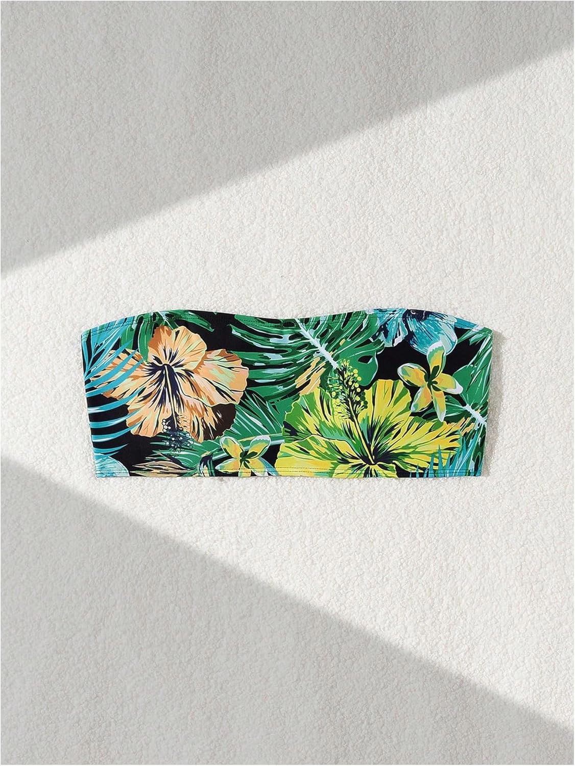 MakeMeChic Women's Strapless Bikini Top Floral Print Bandeau Swimsuit Bikini Tops