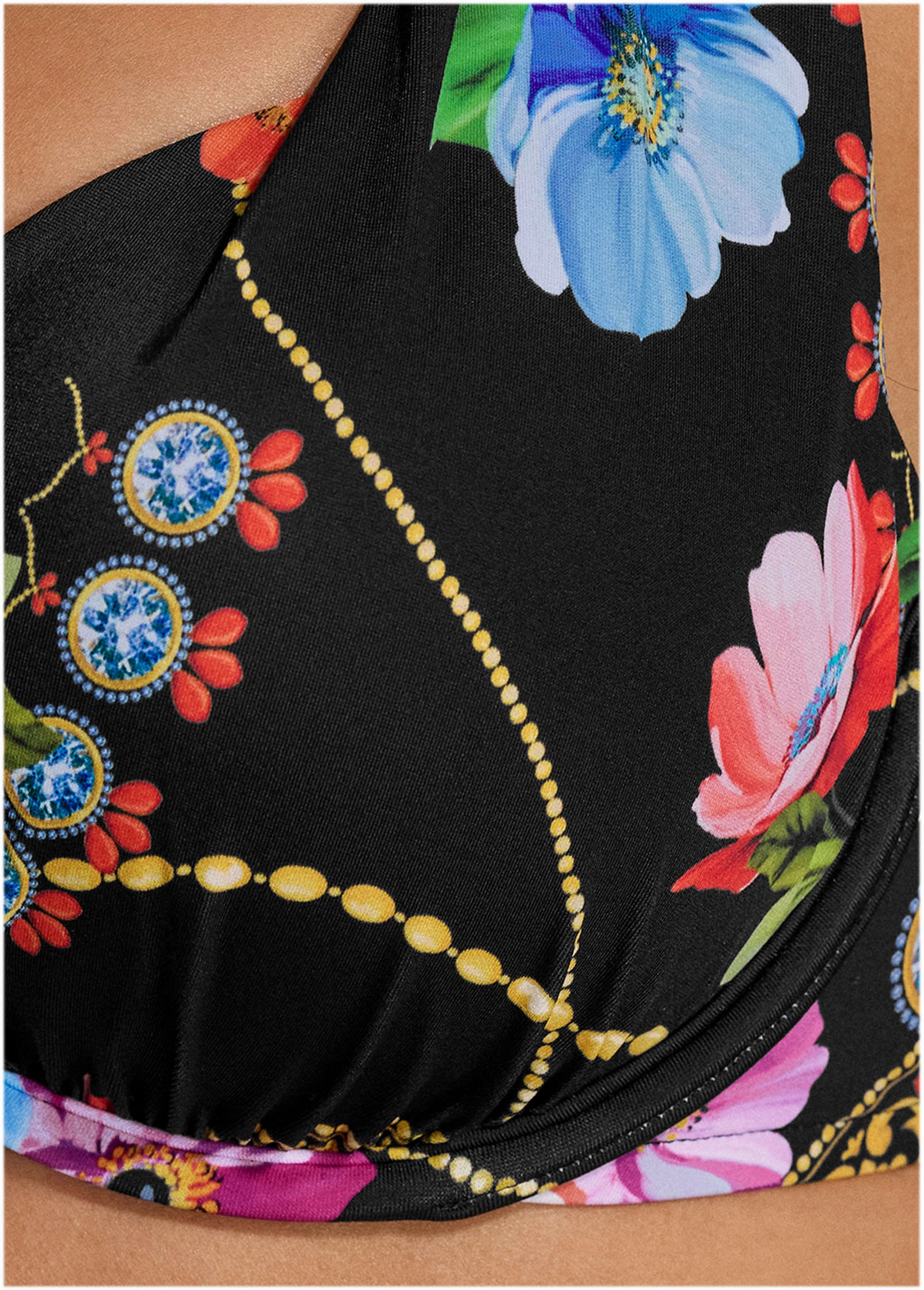 Marilyn Push-Up Halter Top - Beaded Floral