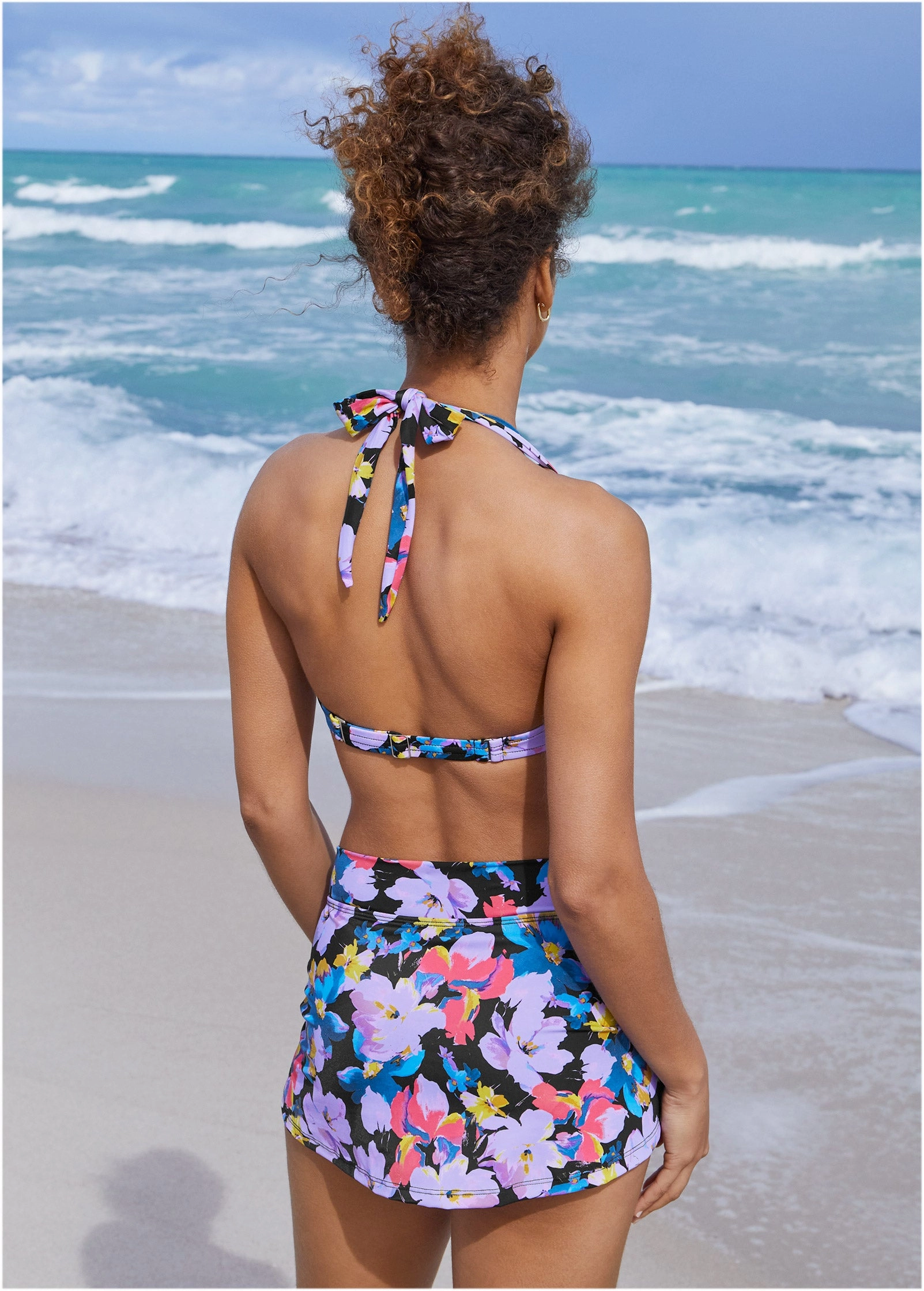 Marilyn Push-Up Halter Top - Evening Bloom