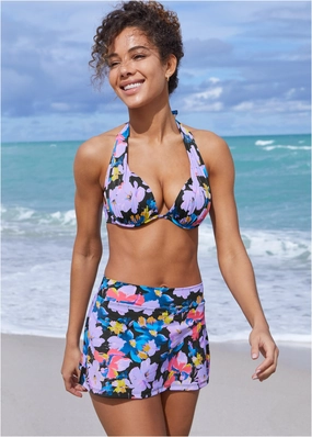 Marilyn Push-Up Halter Top - Evening Bloom