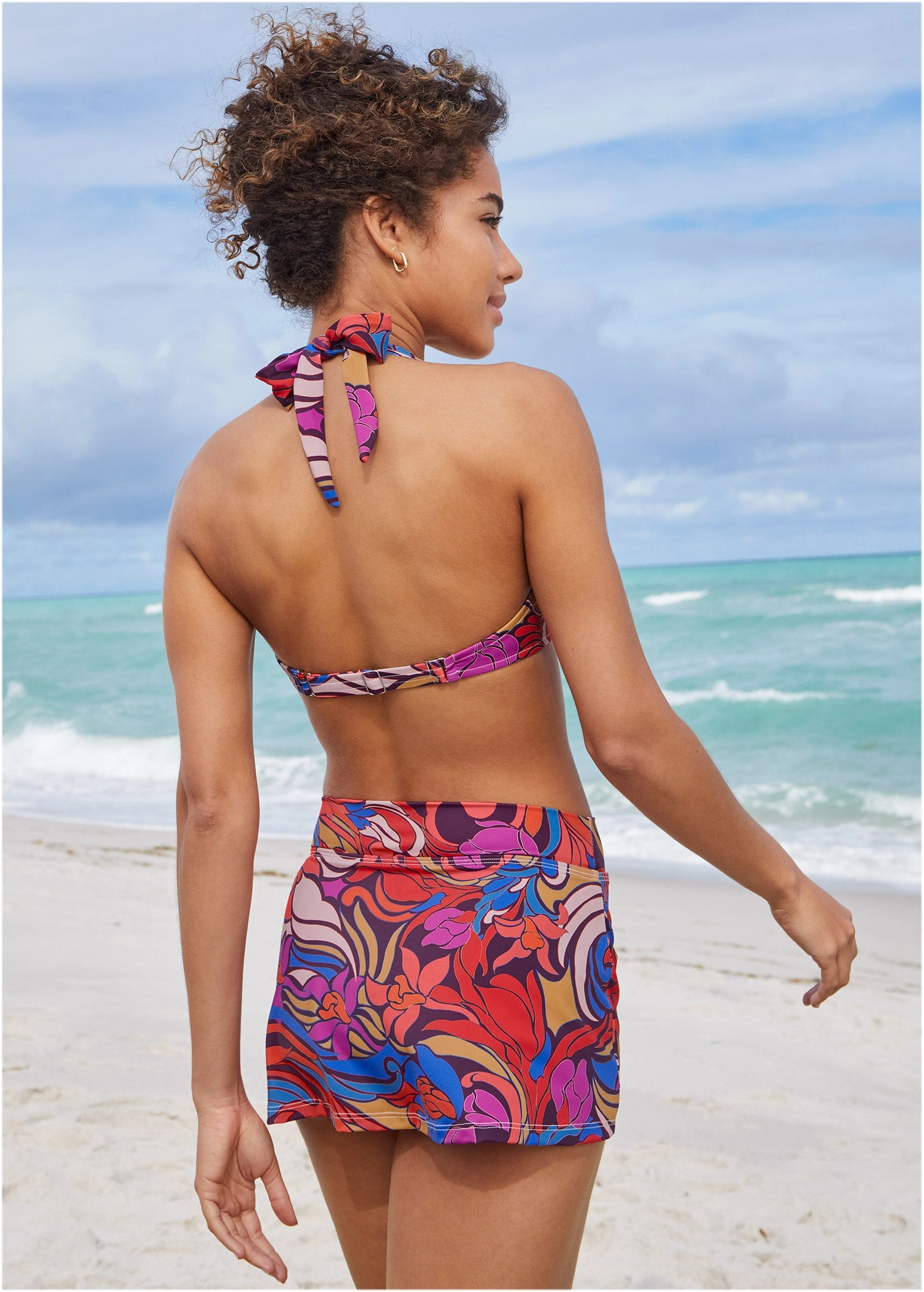 Marilyn Push-Up Halter Top - Floral Paisleys