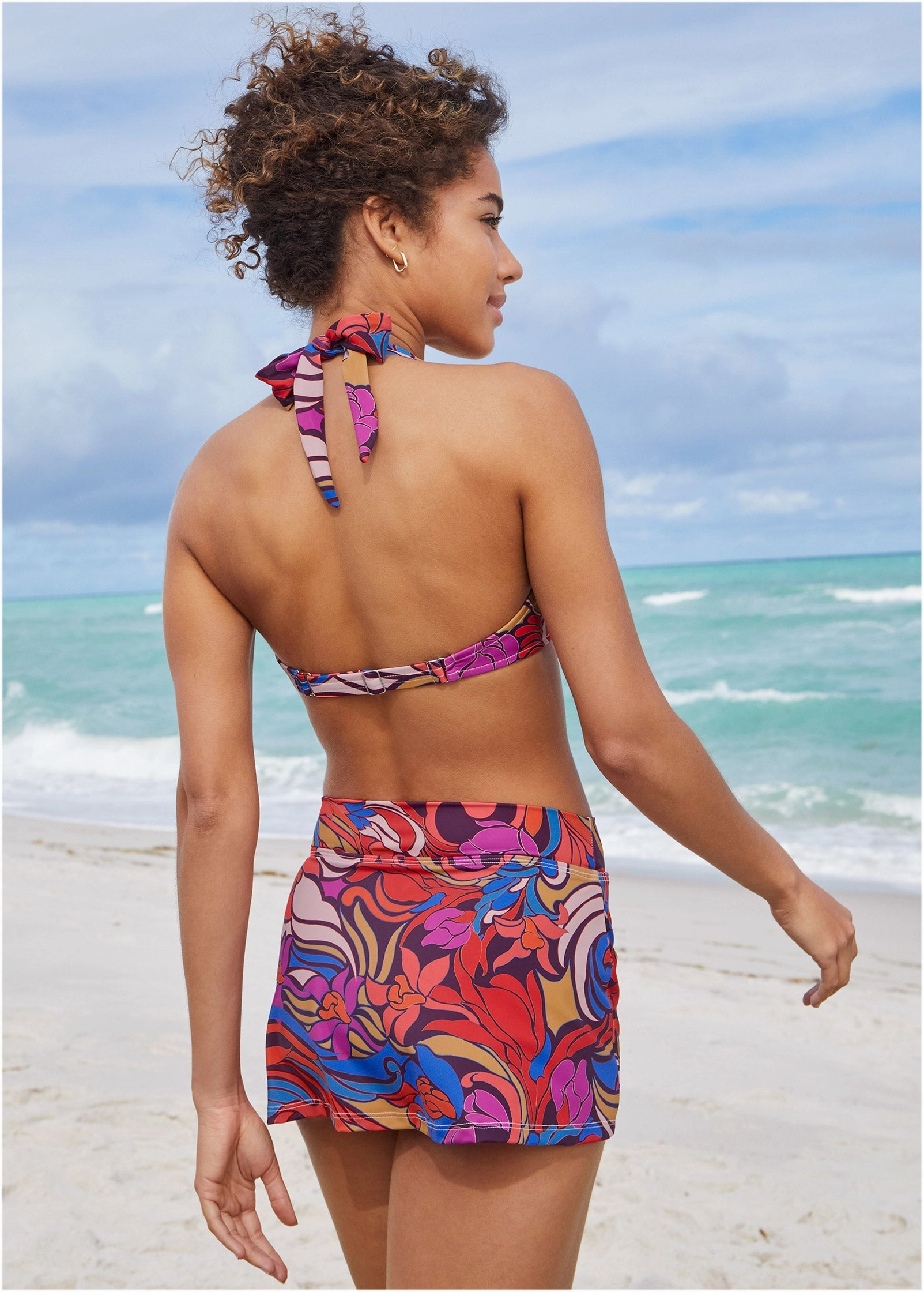 Marilyn Push-Up Halter Top - Floral Paisleys