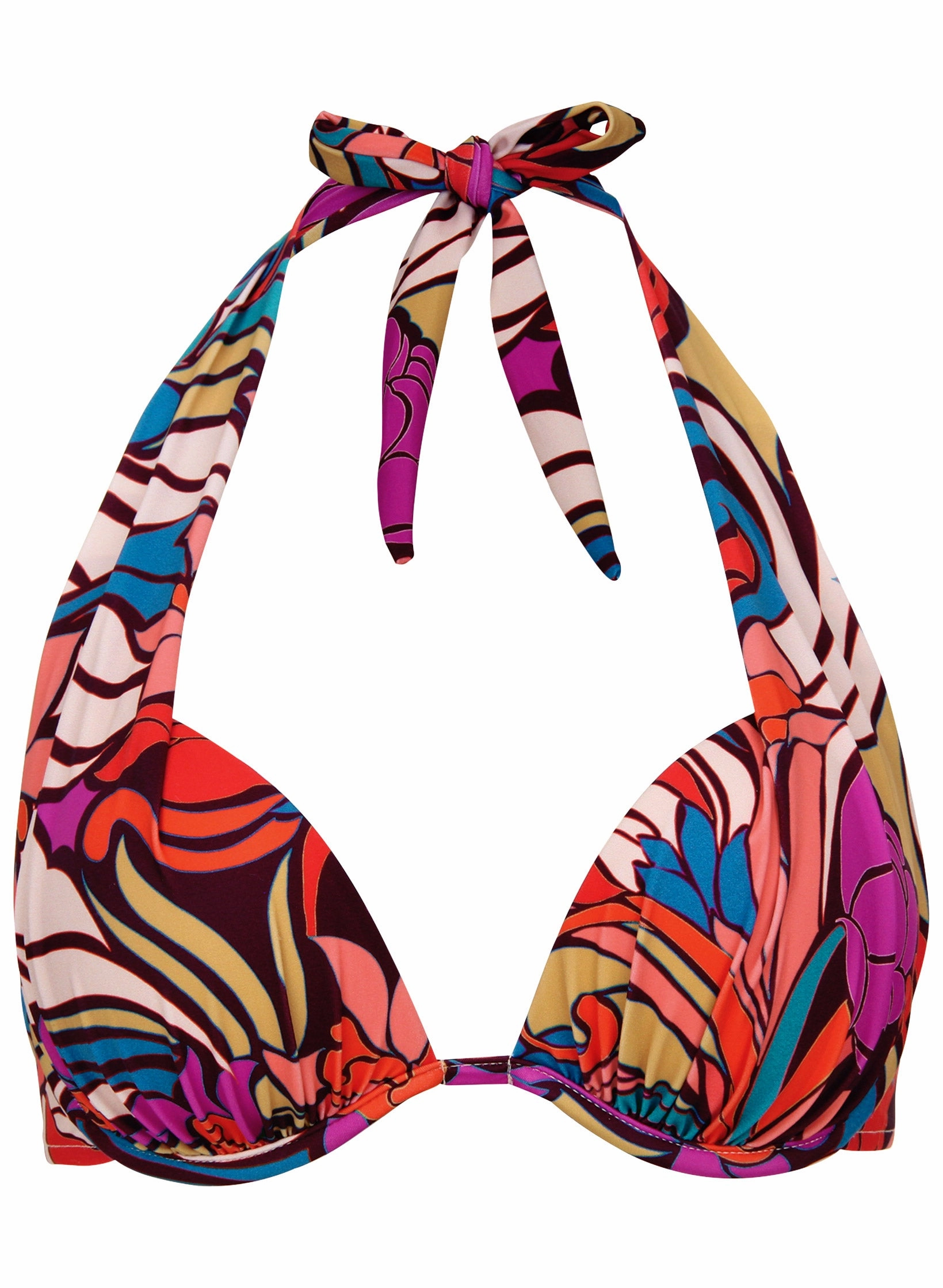 Marilyn Push-Up Halter Top - Floral Paisleys