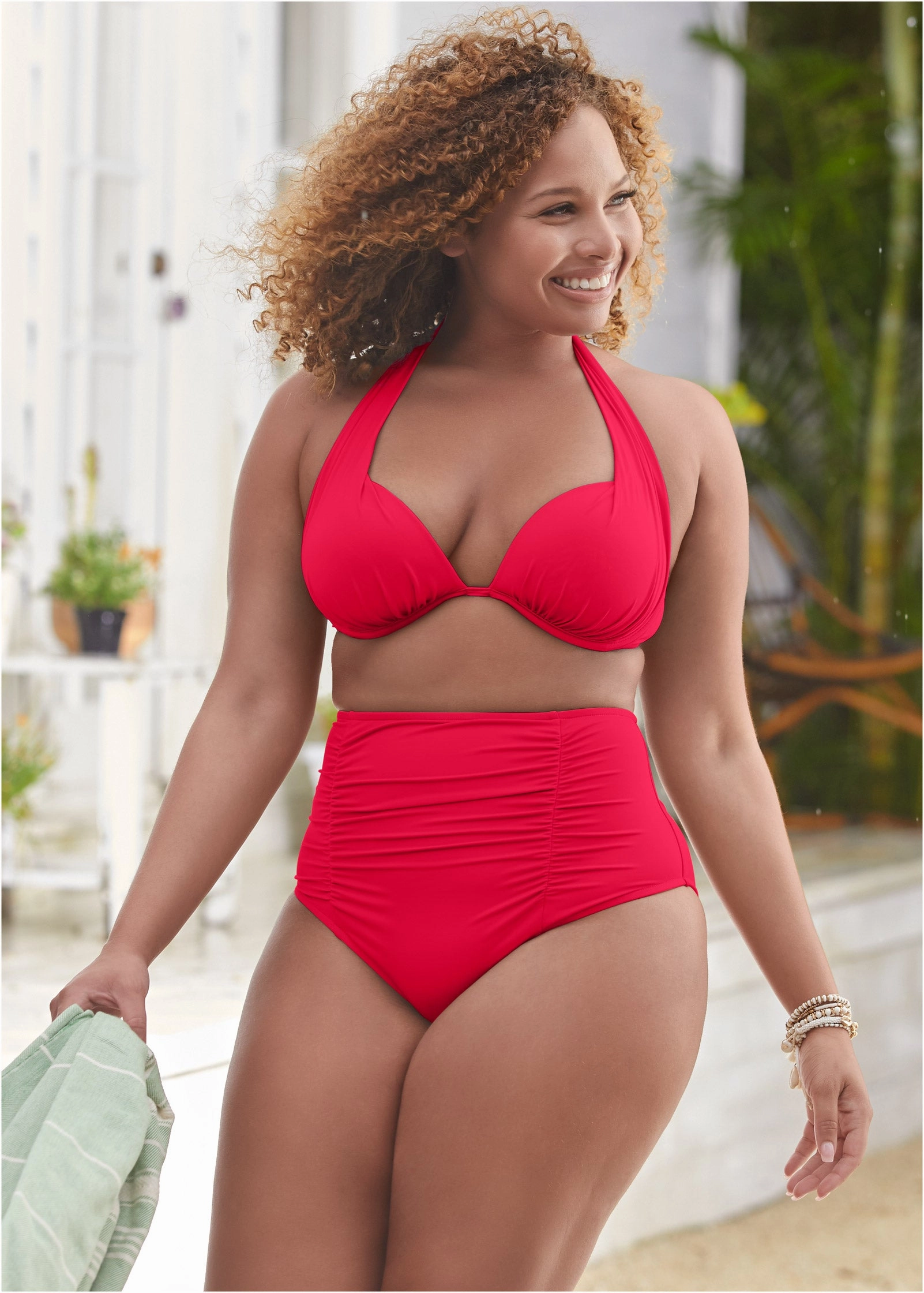 Marilyn Push-Up Halter Top - Red Hot