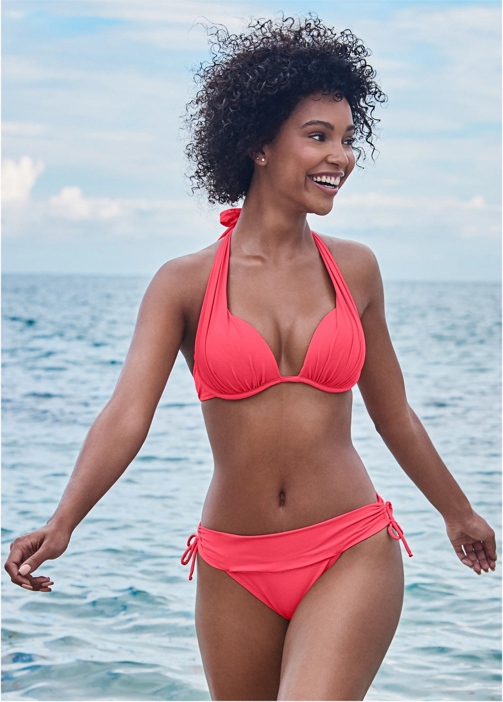 Marilyn Push-Up Halter Top - Sunset Pink