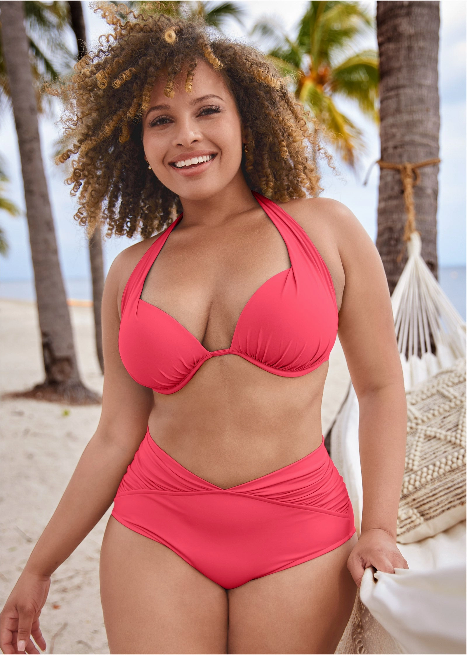 Marilyn Push-Up Halter Top - Sunset Pink