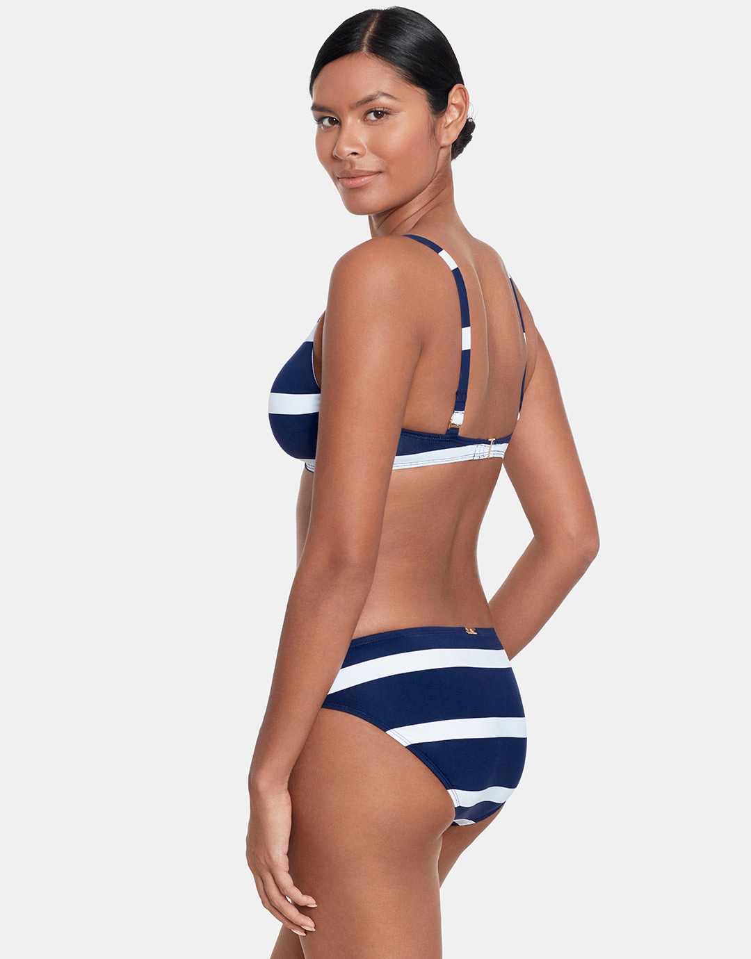 Mariner Stripe Ring OTS Bikini Top - Navy and White