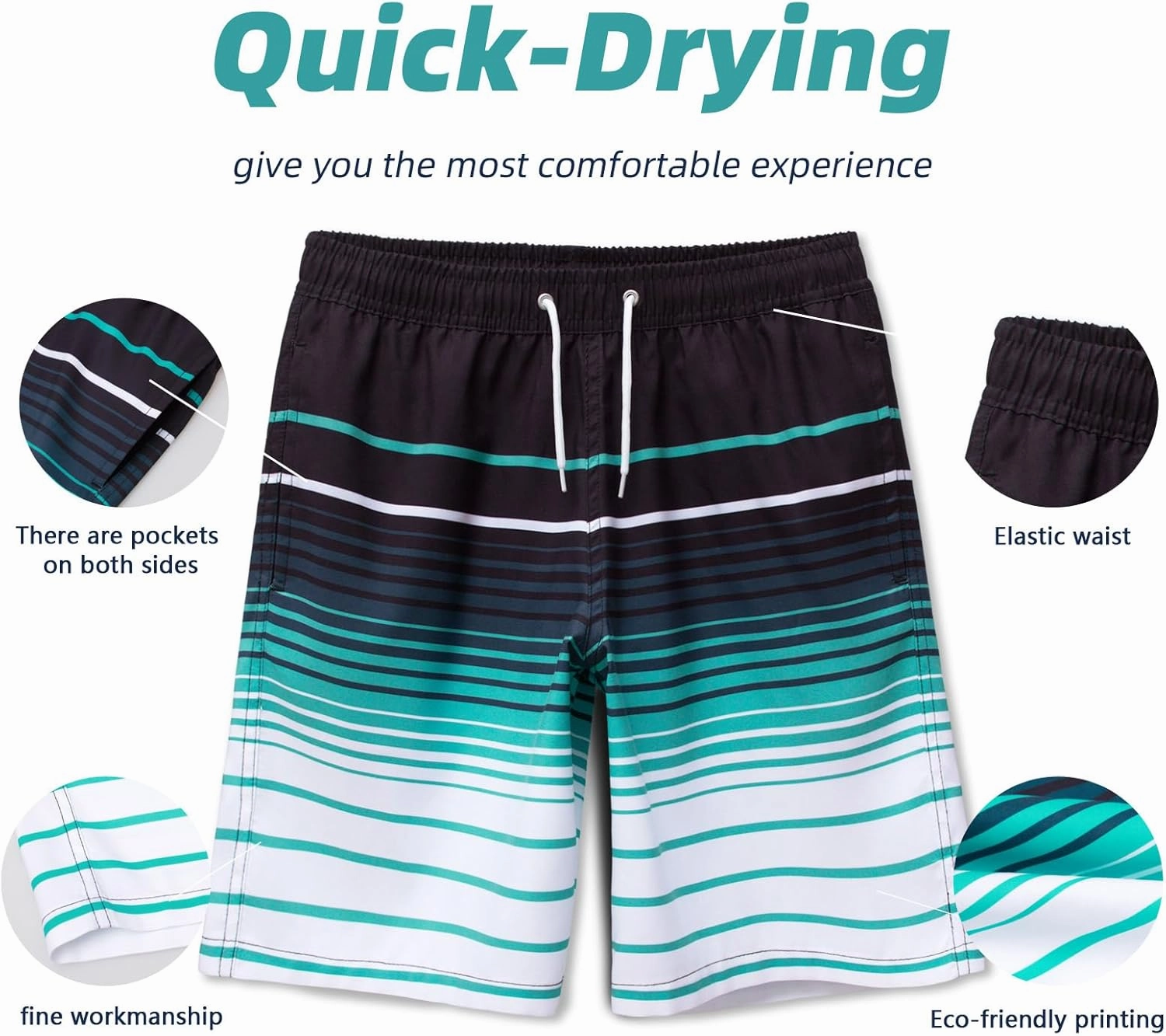 MEILONGER Boys Swim Trunks 2 in 1 Bathing Suits for Kids Quick Dry Board Shorts Swimming Swimwear with Compression Liner