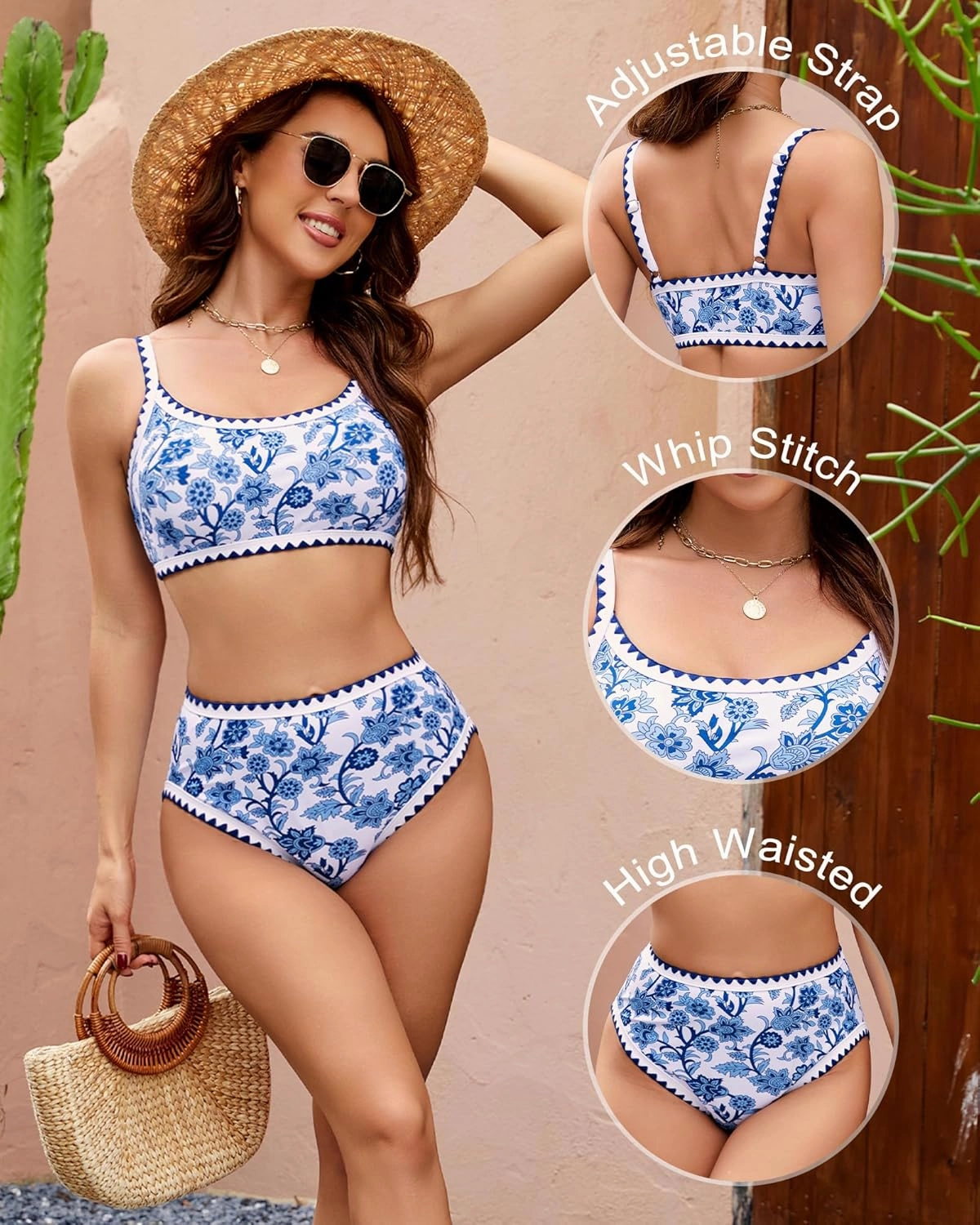 MELYUM High Waisted Bikini Sets for Women Floral Two Piece Bathing Suit Tummy Control Swimsuits Modest Swim Suits 2025 Teens
