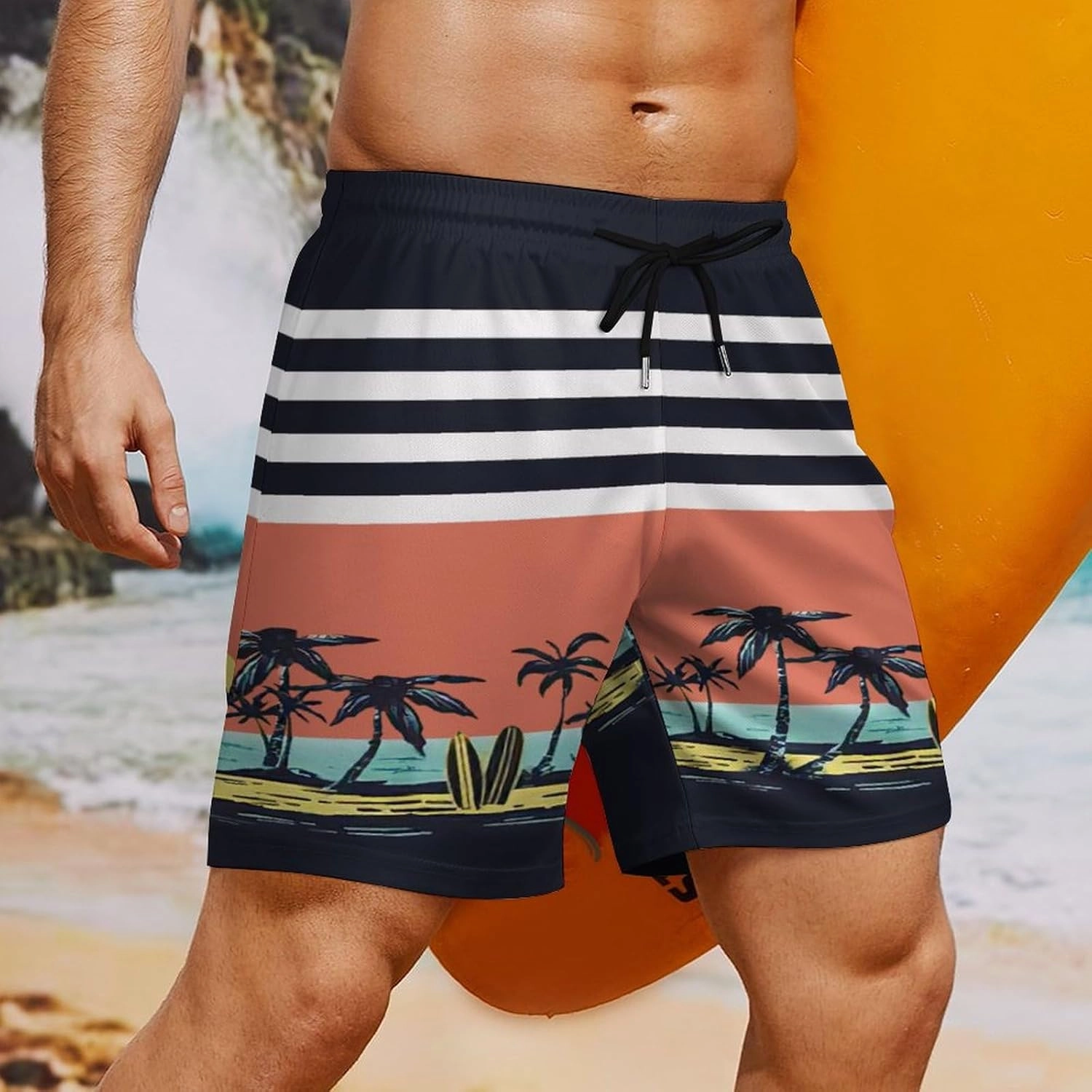 Men's Quick-Dry Swimming Trunks 7 Inch with Compression Liner 2 in 1 Beach Swim Board Shorts with Pockets