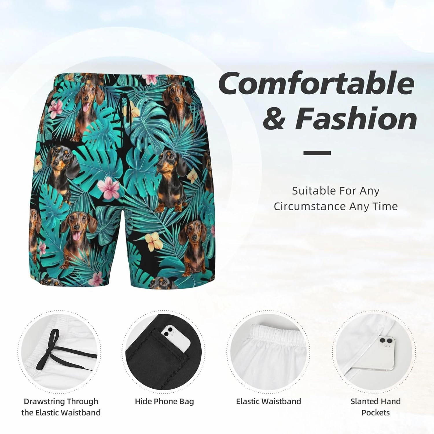 Men's Quick-Dry Swimming Trunks 7 Inch with Compression Liner 2 in 1 Beach Swim Board Shorts with Pockets