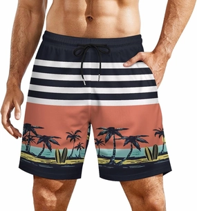 Men's Quick-Dry Swimming Trunks 7 Inch with Compression Liner 2 in 1 Beach Swim Board Shorts with Pockets