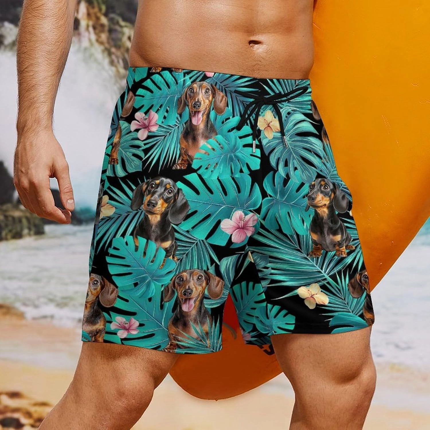 Men's Quick-Dry Swimming Trunks 7 Inch with Compression Liner 2 in 1 Beach Swim Board Shorts with Pockets