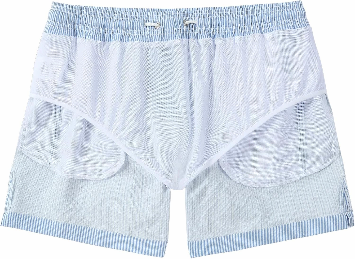 Men's Swim Shorts 5 inch Seersucker Swimming Trunks for Men Swim Suits Beach Shorts
