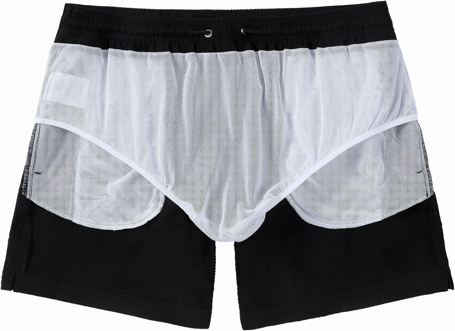 Men's Swim Shorts 5 inch Seersucker Swimming Trunks for Men Swim Suits Beach Shorts