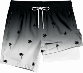 Men's Swim Trunk 5" with Compression Liner 5 Inch Quick Dry Board Shorts Zipper Pocket