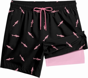 Men's Swim Trunk 5" with Compression Liner 5 Inch Quick Dry Board Shorts Zipper Pocket
