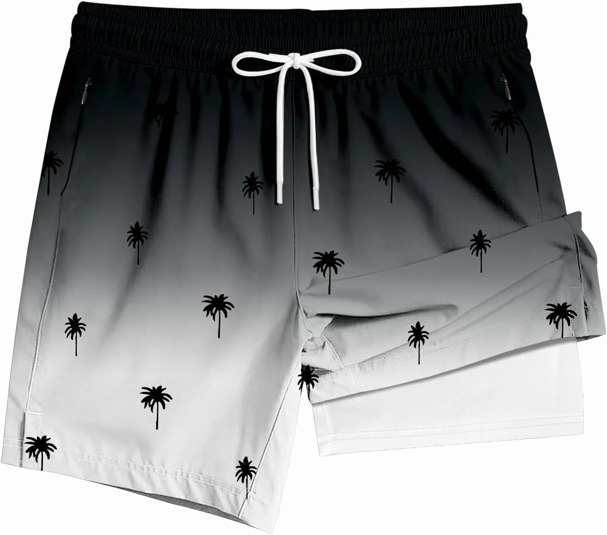 Men's Swim Trunk 5" with Compression Liner 5 Inch Quick Dry Board Shorts Zipper Pocket