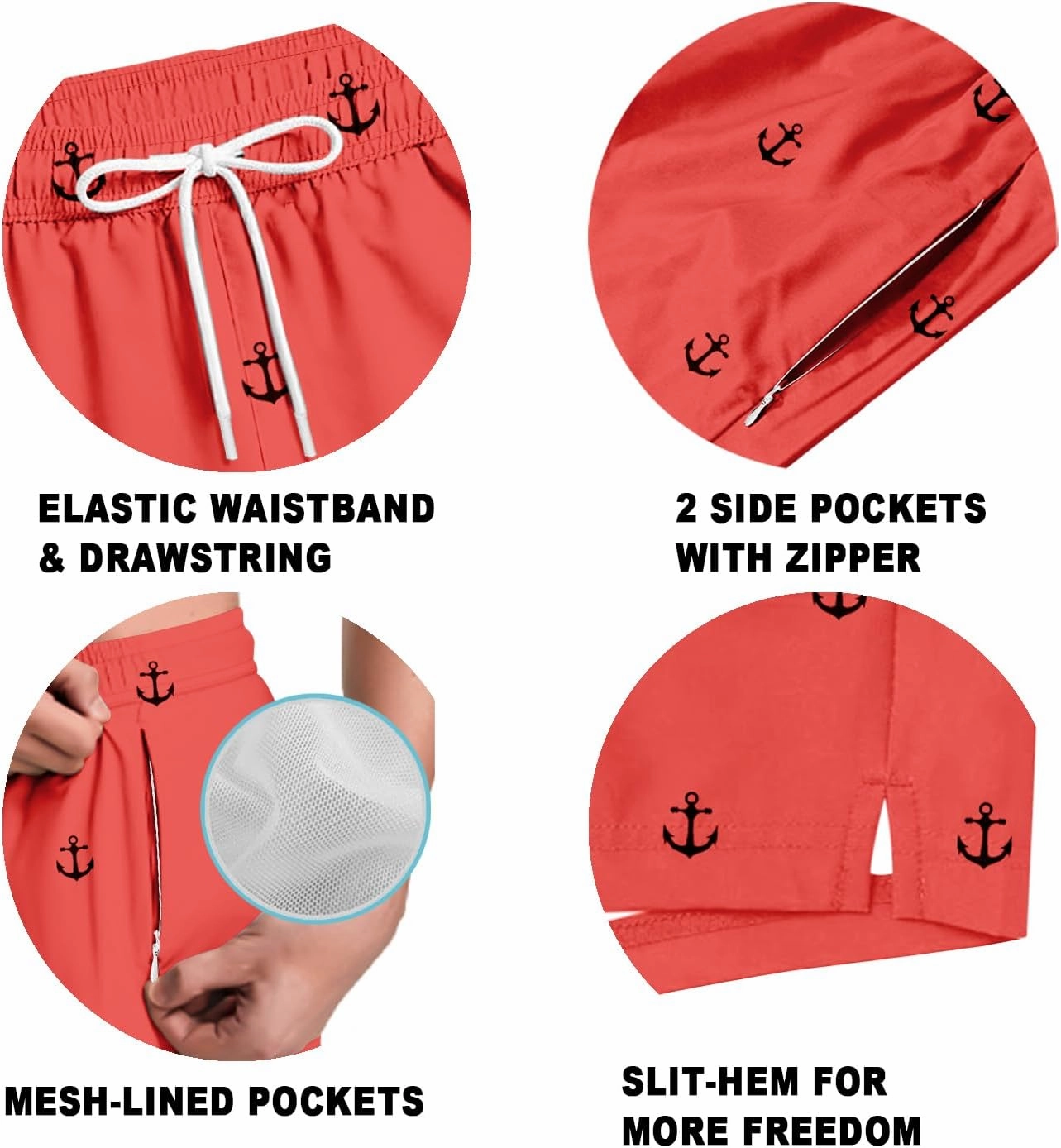 Men's Swim Trunk 5" with Compression Liner 5 Inch Quick Dry Board Shorts Zipper Pocket