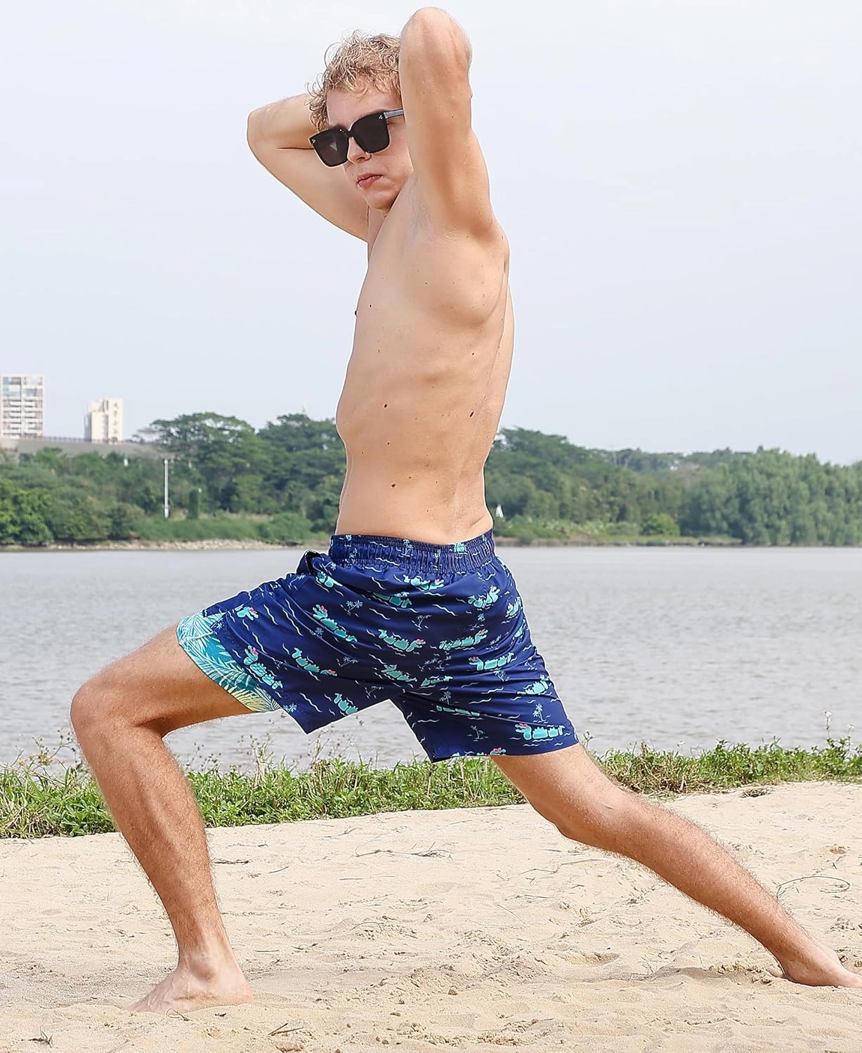 Men's Swim Trunks 5.5 Inch Bathing Suits for Men 2 in 1 Board Shorts with Compression Liner