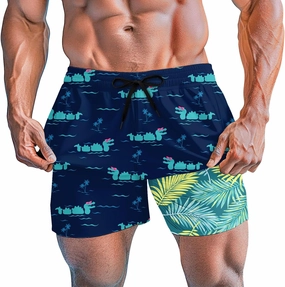 Men's Swim Trunks 5.5 Inch Bathing Suits for Men 2 in 1 Board Shorts with Compression Liner