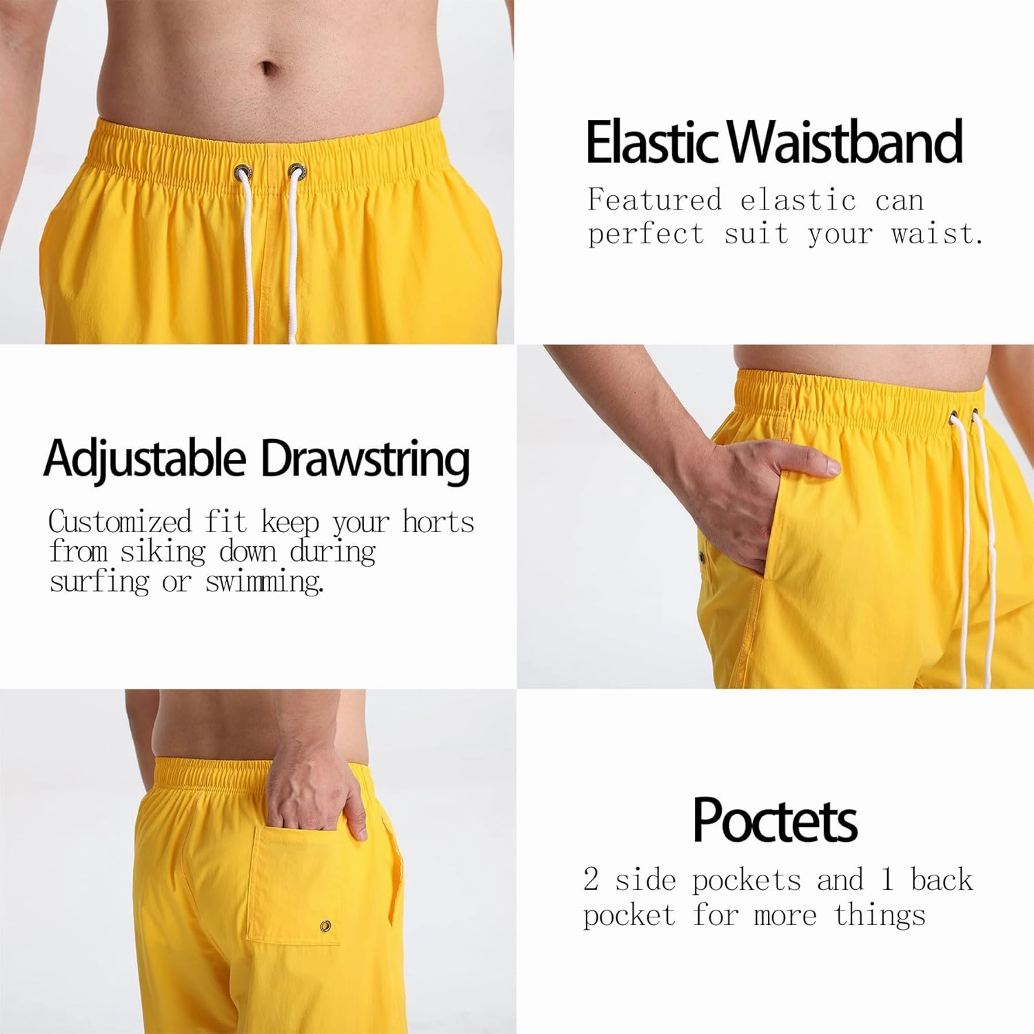 Men's Swim Trunks 5 Inch Quick Dry Board Shorts Mesh Lining Swimming Trunks Beach Shorts for Men Bathing Suits