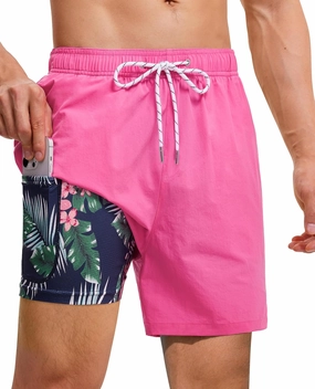 Men's Swim Trunks 7 Inch with Compression Liner 2 in 1 Swim Shorts Stretch Quick Dry Bathing Suits with Pockets