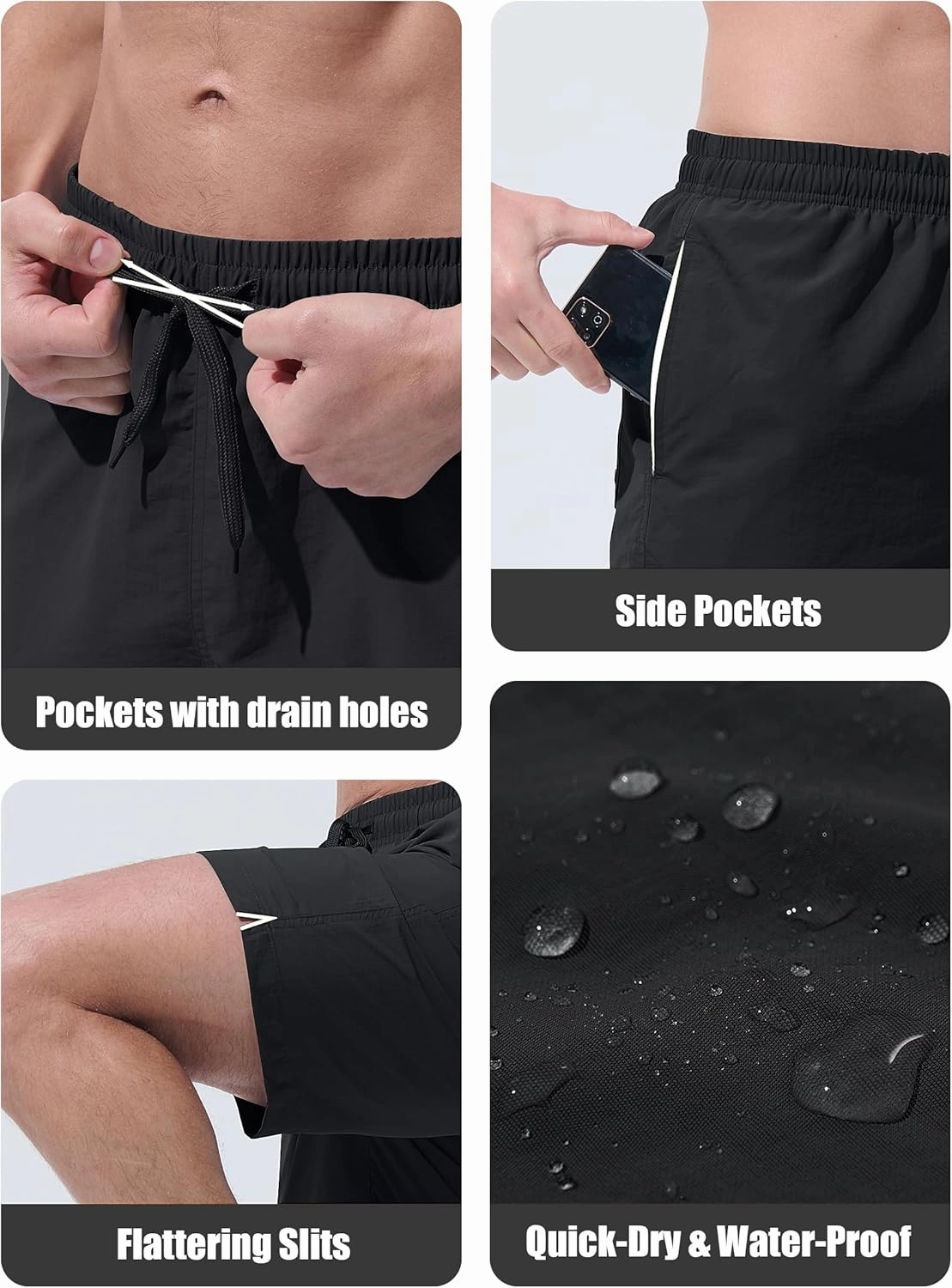 Men's Swim Trunks Beach Board Shorts Quick Dry Swimsuit Bathing Suits with Pockets 7 Inch Inseam Mesh Lining
