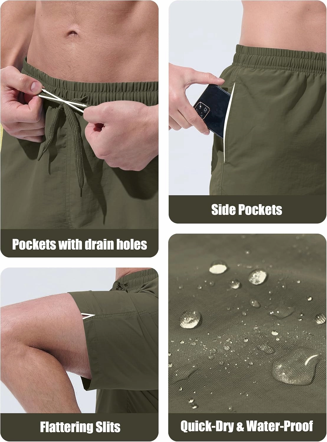 Men's Swim Trunks Beach Board Shorts Quick Dry Swimsuit Bathing Suits with Pockets 7 Inch Inseam Mesh Lining