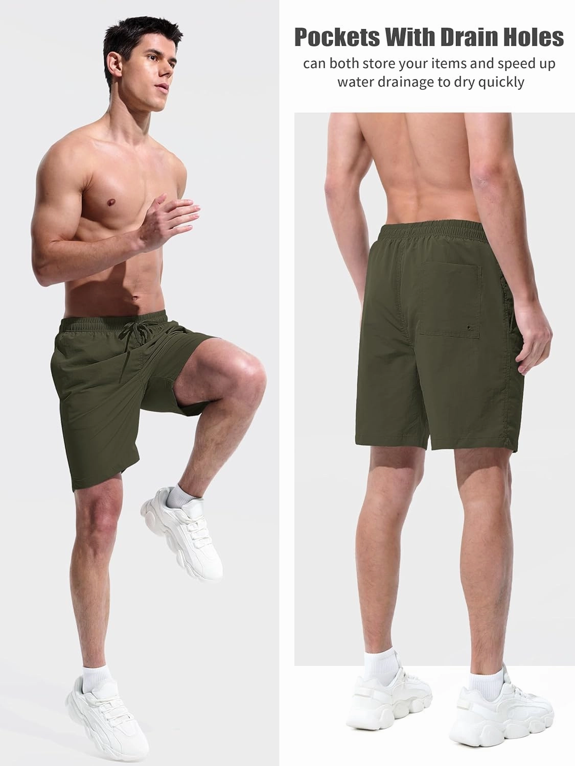 Men's Swim Trunks Beach Board Shorts Quick Dry Swimsuit Bathing Suits with Pockets 7 Inch Inseam Mesh Lining