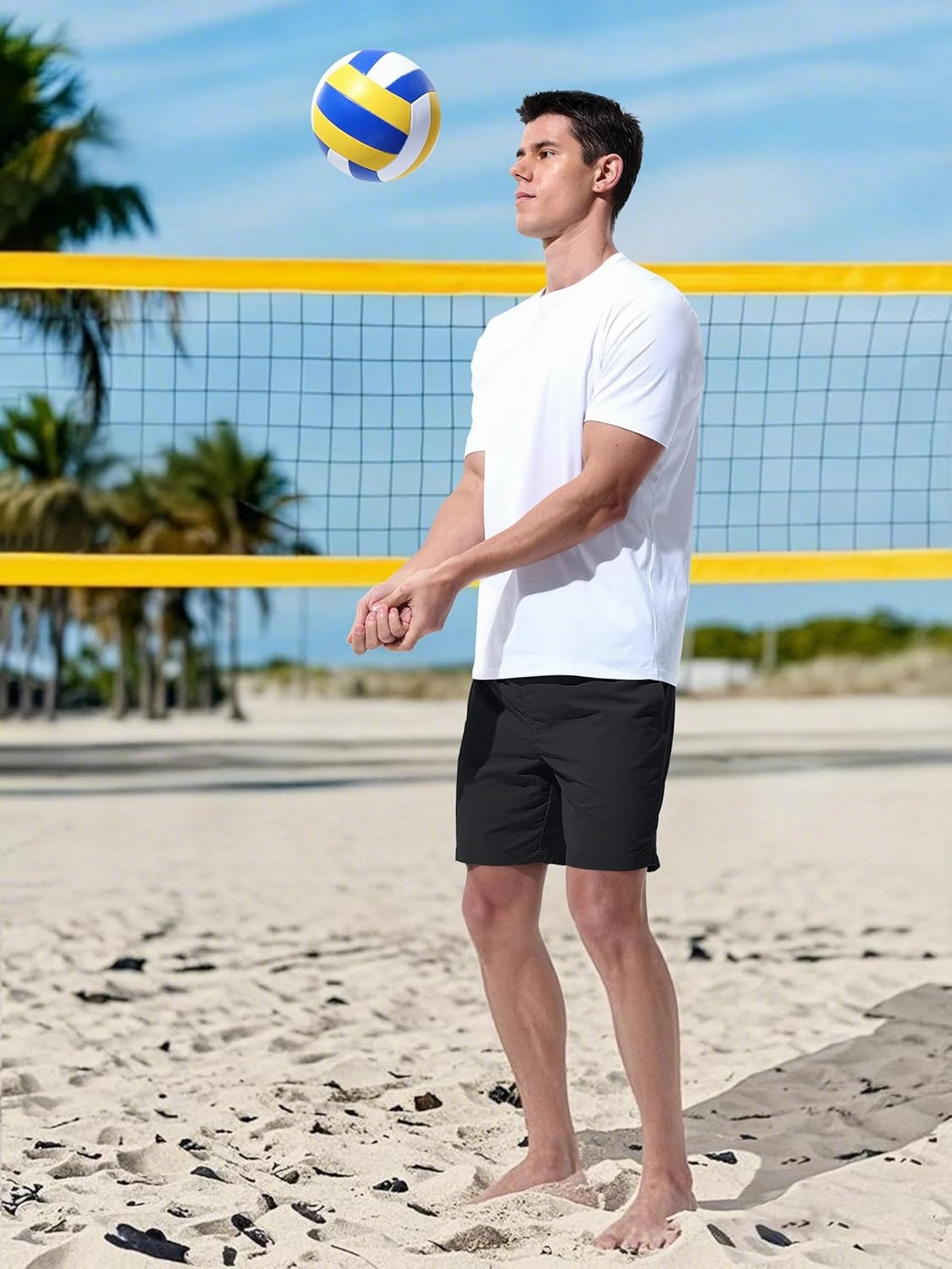 Men's Swim Trunks Beach Board Shorts Quick Dry Swimsuit Bathing Suits with Pockets 7 Inch Inseam Mesh Lining