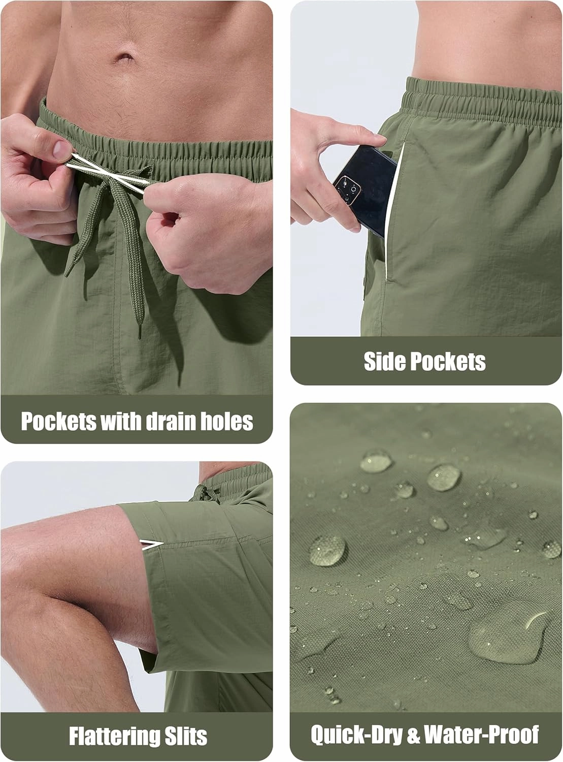 Men's Swim Trunks Beach Board Shorts Quick Dry Swimsuit Bathing Suits with Pockets 7 Inch Inseam Mesh Lining