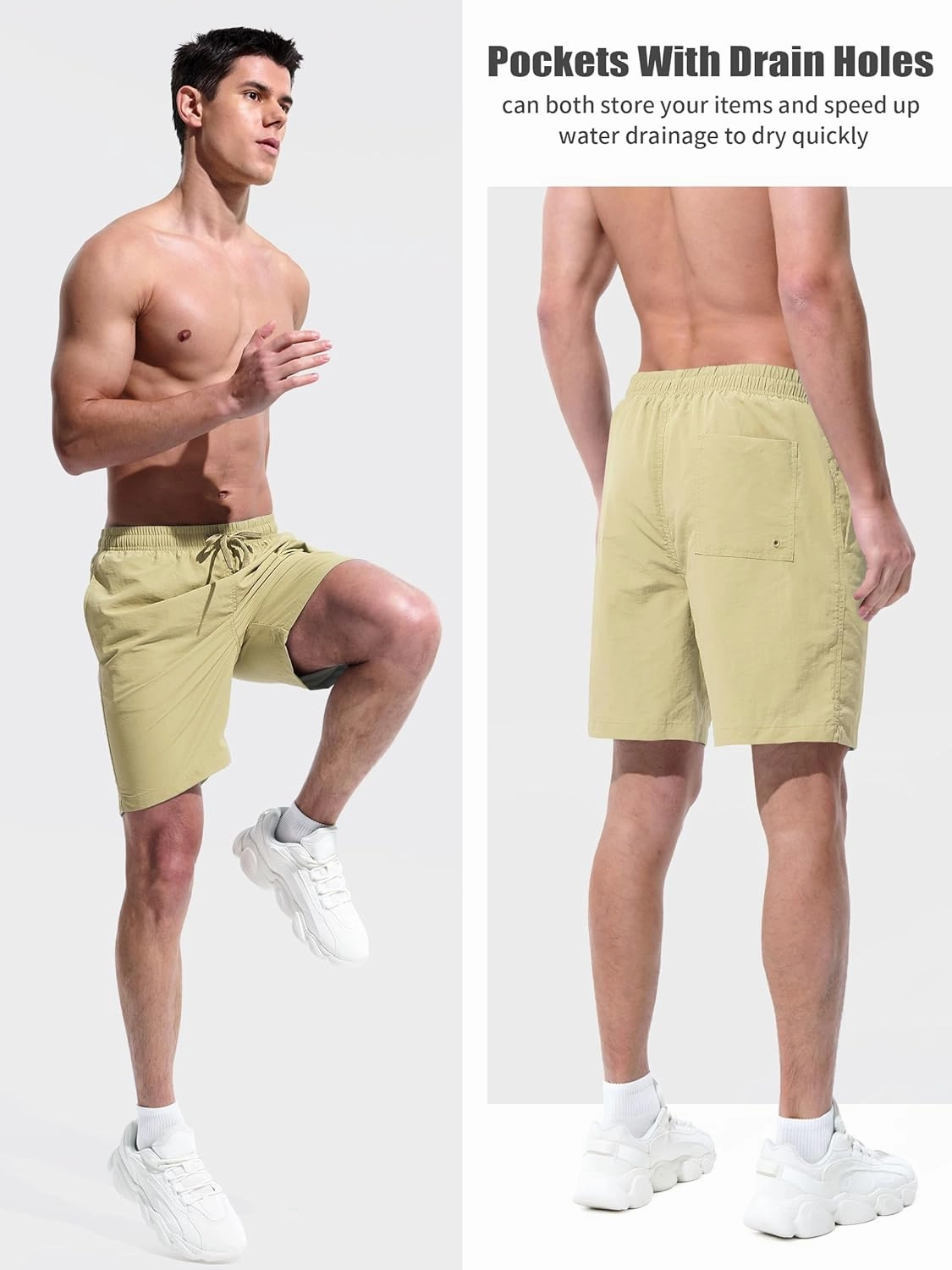 Men's Swim Trunks Beach Board Shorts Quick Dry Swimsuit Bathing Suits with Pockets 7 Inch Inseam Mesh Lining